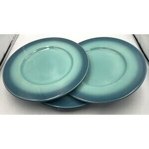 4 Bobby Flay Ombré Blue Dinner Plates | Teal Turquoise Stoneware 11"